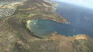 アメリカ/ハワイ/オアフ島/ハナウマ湾上空